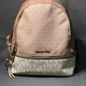 Michael Kors Pink and Cream Backpack